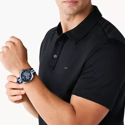 Michael Kors Brecken Chronograph Blue and White PVC Watch